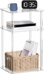 HMYHUM Small Acrylic Side Table for Small Spaces, Small Bedside Table / Bedside Table for Living Room, Bedroom, 3 Tiers, 14" L x 11.5" W x 23.2" H, Clear