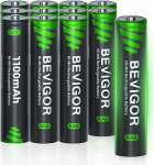 BEVIGOR AAA patareid, 1100 mAh 1,2 V aku, suure mahutavusega, AAA NiMH laetavad patareid, 12 kaupa, eellaetud