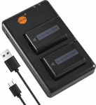 DSTE 2PCS Sony NP-FW50 (1950mAh/7.4V) akulaadija komplekt Sony NEX 3/5/7 seeria, SLT-A seeria, Alpha seeria digikaamerate jaoks.