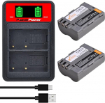 Pickle Power EN-EL3E aku koos kahekordse USB-laadijaga Nikon D700 D90 D300S D300 D200 D80 D50 D70S D70 D100 kaamerate jaoks 2 tk pakendis