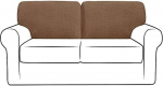 Stretch diivan tagasi katab, diivan tagasi padjakatted, asendamine Jacquard Polar Fleece diivan tagasi T Pillow Slipcover mittelibiseva pingutuspaelaga (v&auml;rv : pruun, suurus : vasak+paremal)