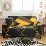 Diivan viskab diivanikatte elastne, 1/2/3/4-kohvri elastne Stretch Slipcover diivan Kaitsekate pol&uuml;estrist pestav mittelibisev diivanikate (kuldne geomeetria, 4-kohvri (235-300 cm))