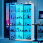 Lvifur Valge k&uuml;ljepaneel Vitriinkapp 35 x 70 x 165 cm Nutikas hoiukapp RGB 3 v&auml;rvi timmitav buffetkapp Intelligentne anduriga vitriinkapp Valge