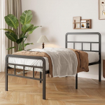 Yicensen voodiraam 75 x 190 cm pea- ja jalaplaadiga, 46 cm k&otilde;rgune metallist voodiraam &uuml;heinimesevoodi, magamistuppa, k&uuml;lalistetuppa, lihtne kokkupanek, m&uuml;ravaba, must