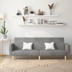 LAPOOH 375784 Diivanvoodi 2-kohaline helehall kangas, Lounge diivan, Diivanid ja diivanid, Relax diivan, Diivan elutuppa