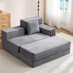 Diivanvoodi Corduroy magamistool Suur diivan magamisfunktsiooniga, 135 x 152 x 80 cm Chaise Lounge voodi tool magamisfunktsiooniga nurgadiivan elutuppa ja magamistuppa