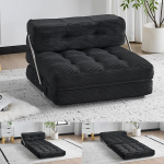 Mingone kokkupandav diivanvoodi peatoega v&auml;ikestesse ruumidesse, lamamistool, m&auml;ngusohva, mugav p&otilde;randale m&otilde;eldud diivan elutuppa, magamistuppa, 80 x 80 cm kuni 185 x 80 cm, must