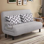 Teisaldatav diivanvoodi, 3 in 1 kokkupandav voodi 5 reguleeritava seljatoega ja padjadega, laisk lesilaua diivan, v&auml;ike futon tool, diivan v&auml;ikestesse ruumidesse, hall, 150 cm