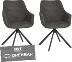 MR. DEKO&reg; S&ouml;&ouml;gitoatoolid San Carlo tumehall p&ouml;&ouml;rlev 2 tk komplekt | K x L x S: 87 x 57 x 67 cm | S&ouml;&ouml;gitoatoolid k&auml;etoega | Polsterdatud tool k&auml;etoega | K&ouml;&ouml;gitooli, polsterdatud tool,