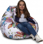 Ecopuf Oscar Modern - Bean Bag lastele, tugitool Bean Bag koos t&auml;idisega, lamamistool Puff Seat Modern Polyester - 90 x 110 cm - Dg51 Butterflies 1