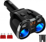 USB C autolaadija sigaretis&uuml;&uuml;taja jagaja adapter jagaja t&uuml;&uuml;p C autolaadija topelt pesa 12V/24V DC 120W koos LED 12V/24V DC 120W LED voltmeeter l&uuml;liti Dual USB port (h&otilde;bedane)