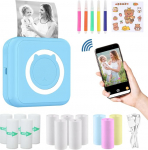 ZAKVOP Mini Printer for Smartphone, Mini Portable Photo Printer, Mini Pocket Printer, Bluetooth Thermal Printer for iOS and Android, Sticker Printer for Journal, Notes, List, Memo - Blue