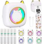 HuiJuKeJi Mini Printer, Pocket Printer, Mini Photo Printer nutitelefoni, kleebis Printer, termofoto printer, termofoto printer p&auml;eviku, reisilogo, m&auml;rkmed, p&auml;evik, nimekiri, memo (valge)