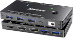 HDMI KVM l&uuml;liti 2 arvutile ja 1 monitorile, 8K @ 60Hz/4K@120Hz &uuml;he monitori KVM l&uuml;liti 2 arvutile, mis jagavad 2 monitori ja USB 3.0 seadmeid koos USB-kaablite, kontrolleri ja toiteallikaga