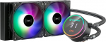 UNYKAch AquaStorm 240 CPU vedelikjahutus, vaikne pump, CPU temperatuuri kontrolln&auml;idik ja kaks RGB ventilaatorit PWM-anduriga
