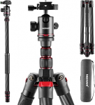 NEEWER 205 cm Travel Tripod Made of Carbon Fibre, Camera Tripod with 2 Part Centre Axes, 360&deg; Panorama Ball Head, 1/4 Inch Arca Type QR Plate, with Diameter 28 mm Column, Monopod Max Load 26.5 lb,