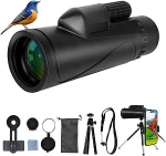Teleskoop Monokulaarne teleskoop 80 x 100 HD FMC BAK4 Prisma Kaasaskantav monokulaarne teleskoop t&auml;iskasvanutele koos nutitelefoni hoidjaga statiiviga Veekindel Sobib linnuvaatluseks, jahiks, kontsertideks