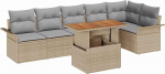 Rantry 7-teiliges Garten Sofa Set mit Kissen Beige Poly Rattan Gartenlounge Model3358079