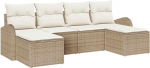 Rantry 6-teiliges Garten Sofa Set mit Kissen Beige Poly Rattan Gartenlounge Model3354820