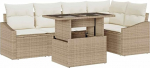 Rantry 6-teiliges Garten Sofa Set mit Kissen in Beige aus Poly Rattan Gartenlounge Model3349007