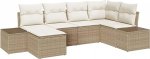 Rantry 6-teiliges Garten Sofaset mit Kissen - Beiger Poly Rattan Gartenlounge Model3347131