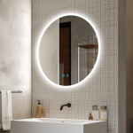 LED Bathroom Mirror Round with Lighting Dimmable Cool White Warm White with Memory Function 50 cm Bathroom Illuminated Wall Mirror Anti-Fog Touch Switch Energy Saving