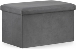 VBChome Seat Pouf 60 x 38 x 38 cm Grey Stool with Storage Space Footstool Chests Storage Box Foldable Footrest Material - Velvet 60 x 38 x 38 cm