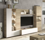 ESSENCIAL TV Cabinet with Classic Glossy White LED and Oak Decoration L 260 cm
