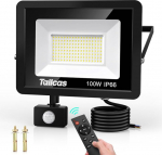 Tailcas LED-punktvalgusti koos liikumisanduriga v&auml;ljas 100 W, 6500 K Cool White LED-valgustusvalgusti v&auml;ljas, Super Bright 9000 LM v&auml;livalgusti, IP66 veekindel v&auml;lisvalgusti koos kaugjuhtimispuldiga.