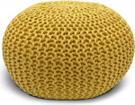 casamia Freesia Knitted Stool / Floor Cushion / Premium Outdoor / Sustainable Diameter 55 cm / 45 cm / Yellow