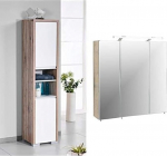 Schildmeyer Bello Tall Cabinet Wild Oak Decor 34.5 / 33 / 154.5 cm & Schildmeyer Trento Mirror Cabinet, Wood, Wild Oak, 70 x 16 x 75 cm