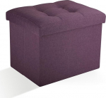 Docvania Ottoman Footrest Stool Short Ottoman Footstool Foldable Footrest Linen Collapsible Storage Thick Foam Rectangle Collapsible 43x33x33cm Purple
