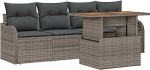 5-teiliges Garten Sofa Set mit Kissen Graues Poly Rattan, 2-Sitzer Garten Sofa mit Stauraum & Kissen Graues Poly Rattan Gartenlounge Model3358127