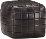 vidaXL Pouf Must istmepouf, pouf, jalahoob, kuubik, istmepadi, osman, 40 x 40 x 40 cm, ehtne kitsedest nahk