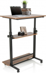 hjh OFFICE 830070 Standing Desk, Height-Adjustable Workstation II, 80 x 50 cm, Mobile Computer Desk with Wheels, Laptop Table, Black/Walnut