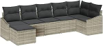 Rantry 7-teiliges Garten Sofa Set mit Kissen in Hellgrau Poly Rattan Gartenlounge Model3346812