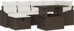 7-teiliges Garten Sofa Set mit Kissen in Braun Poly Rattan Gartenlounge Model3359835