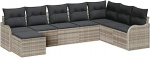 8-teiliges Garten-Sofa-Set mit Kissen Hellgrau Poly Rattan, 2-Sitzer Garten-Sofa mit Kissen Hellgrau Poly Rattan Gartenlounge Model3345822