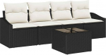 Model3346587 5-osaline aia diivan komplekt koos pehmendusega must pol&uuml; rotangist aed Lounge