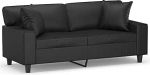 3200866 2-kohaline diivan koos dekoratiivpatjadega 140 cm kunstnahast must