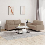 Tidyard 2-TLG. Sofagarnitur mit Kissen Cappuccino-Braun Kunstleder, Polstersofa Loungesofa f&uuml;r Wohnzimmer Eingangsbereich B&uuml;ro3201362