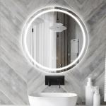 sunrik LED Vannitoa peegel &uuml;mmargune 60 cm Vannitoa peegel valgustusega 3 valgusv&auml;rvi, timmitav, Vannitoa peegel m&auml;lufunktsiooniga ja puutetundliku l&uuml;litiga, IP44 energias&auml;&auml;stlik