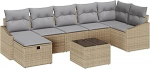 Rantry 8-teiliges Garten-Sofa-Set mit Kissen Beige Poly Rattan Gartenlounge Model3359309