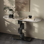 Italienischer Landhaus-Konsolentisch - Robustes Eisengestell, kreatives Steinplatten-Design, 100 kg Tragkraft, ideal f&uuml;r Wohnzimmer, Schlafzimmer, Flur, als Sofatisch, stilvolle Wohndekorati