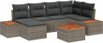 Rantry 7-teiliges Garten Sofa Set mit Kissen Grau Poly Rattan Akazie Gartenlounge Model3348125