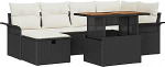 7-teiliges Garten Sofa Set mit Kissen Schwarz Poly-Rattan Gartenlounge Model3359911
