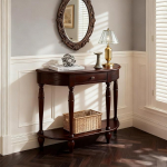 Halbmond-Eingangstisch mit Stauraum, Schmal Konsolentisch, Halbrund Beistelltisch mit Ablage f&uuml;r Wohnzimmer, Eingang, Flur(Walnut,100x30x80cm)