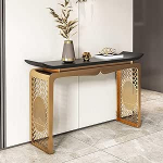 Generisch Moderner Goldener Konsolentisch - Stilvoller Eingangstisch mit Metallbeinen, zeitgen&ouml;ssischer Beistelltisch mit Stauraum f&uuml;r Wohnzimmer, Schlafzimmer und Eingangsbereich (Gold B)