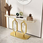 Goldener Konsolentisch f&uuml;r den Eingangsbereich - 59 Zoll Langer Akzenttisch f&uuml;r Wohnzimmer, Flur, Foyer - Stilvolle Organisation und Dekoration - Moderner Sofatisch