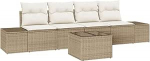 5-teiliges Garten Sofa Set mit Kissen Beige Poly Rattan Gartenlounge Model3346931